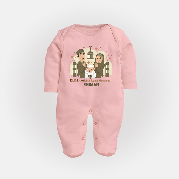 Eid Mode Activated Personalized Family Theme Kids Fullbody suit - BABY PINK - New Born (Chest 7.5")