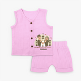 Eid Mode Activated Personalized Family Theme Kids Jabla Set - BABY PINK - 0 - 3 Months Old (Chest 9.8")