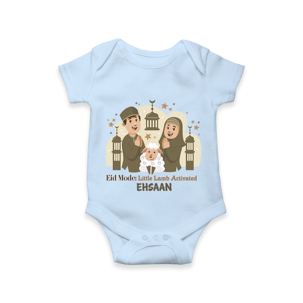 Eid Mode Activated Personalized Family Theme Kids Romper - BABY BLUE - New Born (Chest 14")