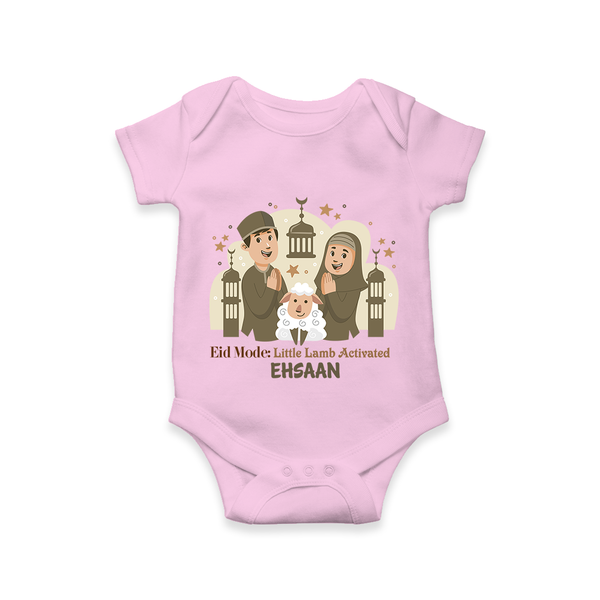 Eid Mode Activated Personalized Family Theme Kids Romper - BABY PINK - New Born (Chest 14")