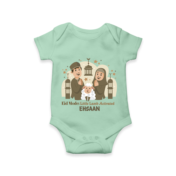 Eid Mode Activated Personalized Family Theme Kids Romper - MINT GREEN - New Born (Chest 14")