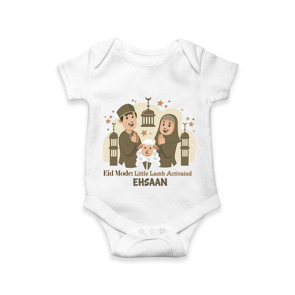 Eid Mode Activated Personalized Family Theme Kids Romper - WHITE - New Born (Chest 14")