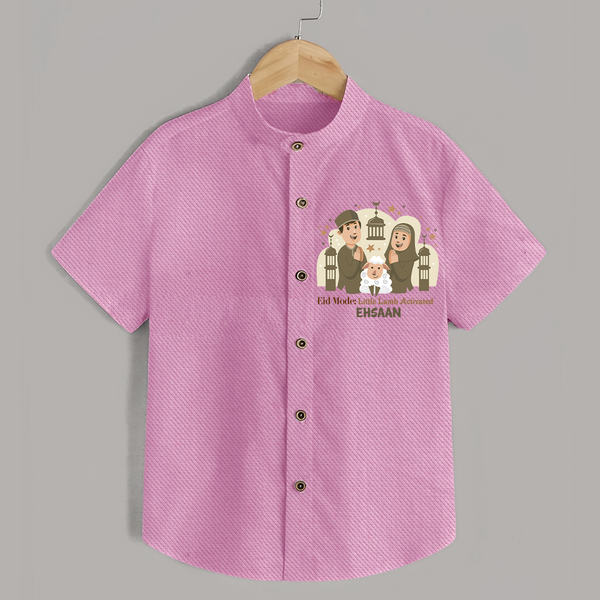 Eid Mode Activated Personalized Family Theme Kids Shirt - BABY PINK - 0 - 6 Months Old (Chest 23")