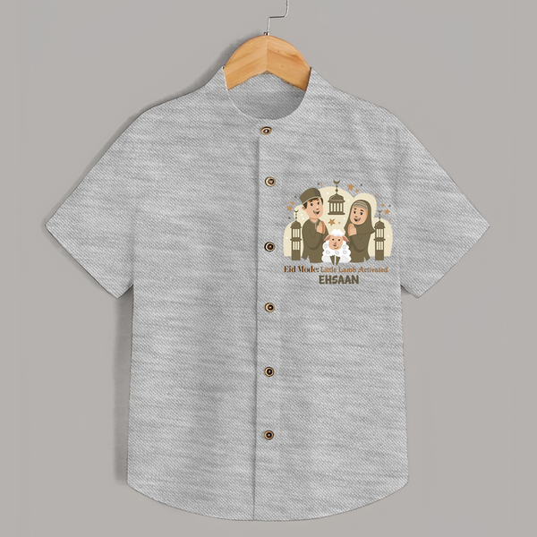 Eid Mode Activated Personalized Family Theme Kids Shirt - GREY - 0 - 6 Months Old (Chest 23")