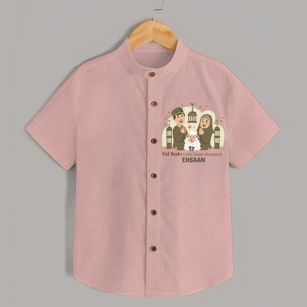 Eid Mode Activated Personalized Family Theme Kids Shirt - PEACH - 0 - 6 Months Old (Chest 23")