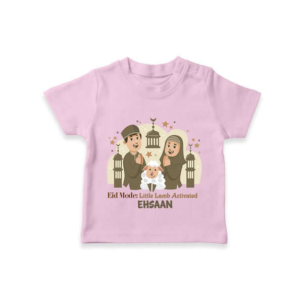 Eid Mode Activated Personalized Family Theme Kids T-Shirt - BABY PINK - 0-5 Months Old (Chest 17")