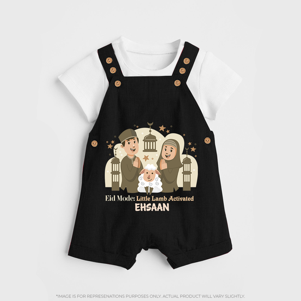Eid Mode Activated Personalized Family Theme Kids Dungaree - BLACK - 0 - 5 Months Old (Chest 18")