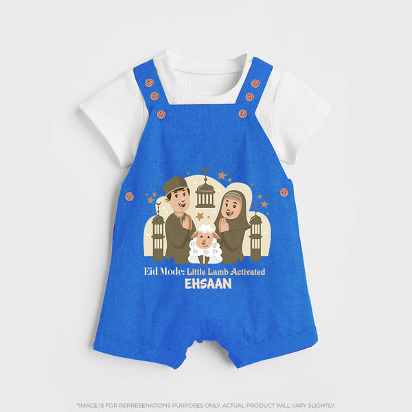 Eid Mode Activated Personalized Family Theme Kids Dungaree - COBALT BLUE - 0 - 5 Months Old (Chest 18")