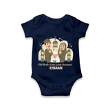 Eid Mode Activated Personalized Family Theme Kids Romper - NAVY BLUE - New Born (Chest 14")