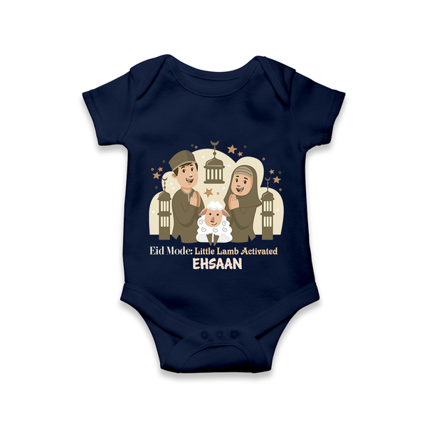 Eid Mode Activated Personalized Family Theme Kids Romper - NAVY BLUE - New Born (Chest 14")