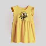 Eid Mubarak Calligraphy Personalized Kids Baby frock - PASTEL YELLOW - 0 - 3 Months Old (Chest 17")