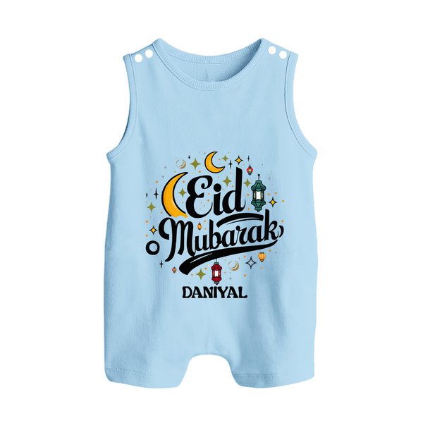 Eid Mubarak Calligraphy Personalized Kids Romper Suit - BABY BLUE - 0 - 5 Months Old (Chest 18")