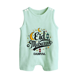 Eid Mubarak Calligraphy Personalized Kids Romper Suit - MINT GREEN - 0 - 5 Months Old (Chest 18")