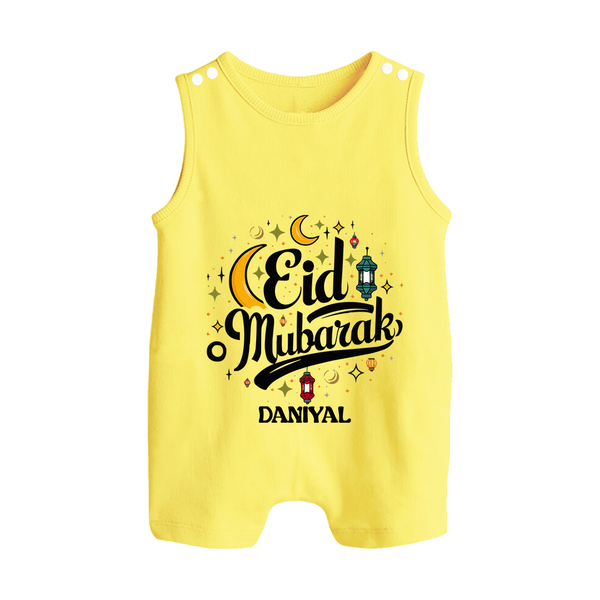 Eid Mubarak Calligraphy Personalized Kids Romper Suit - PASTEL YELLOW - 0 - 5 Months Old (Chest 18")