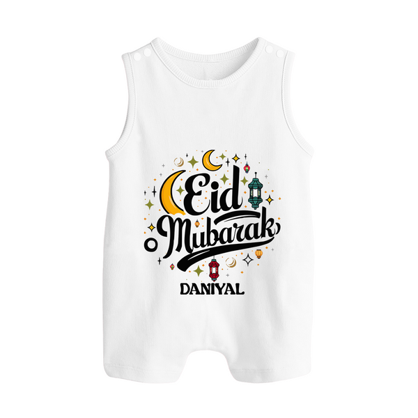 Eid Mubarak Calligraphy Personalized Kids Romper Suit - WHITE - 0 - 5 Months Old (Chest 18")