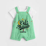 Eid Mubarak Calligraphy Personalized Kids Dungaree - GREEN - 0 - 5 Months Old (Chest 18")