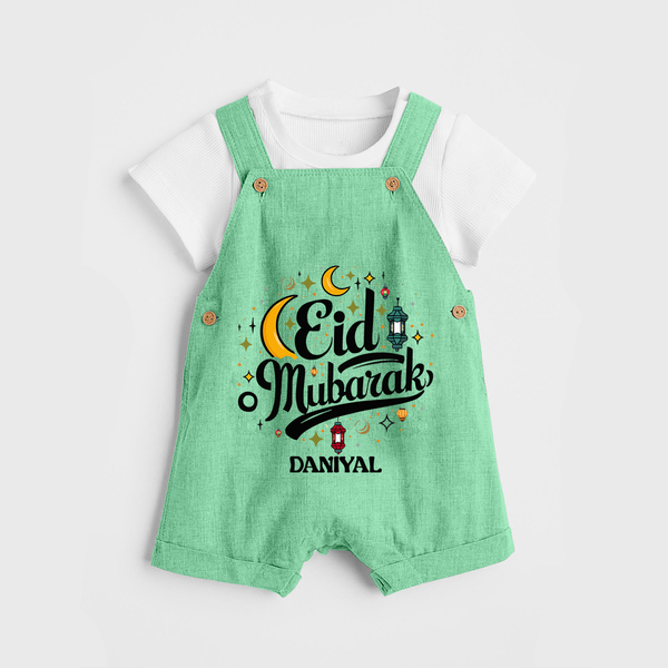 Eid Mubarak Calligraphy Personalized Kids Dungaree - GREEN - 0 - 5 Months Old (Chest 18")