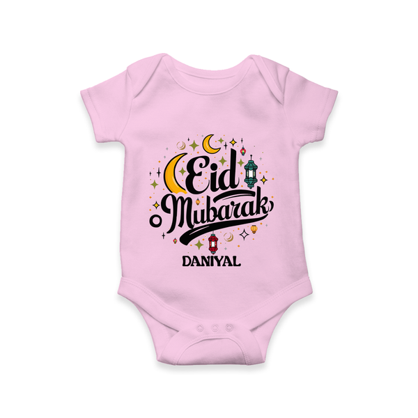 Eid Mubarak Calligraphy Personalized Kids Romper - BABY PINK - New Born (Chest 14")