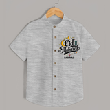 Eid Mubarak Calligraphy Personalized Kids Shirt - GREY - 0 - 6 Months Old (Chest 23")