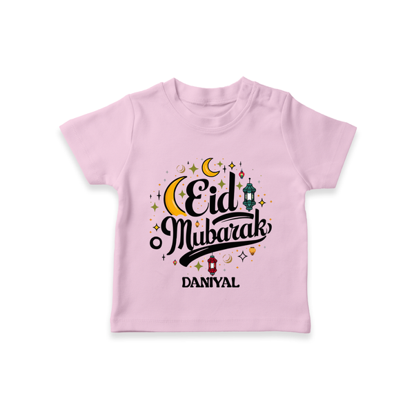 Eid Mubarak Calligraphy Personalized Kids T-Shirt - BABY PINK - 0-5 Months Old (Chest 17")