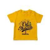 Eid Mubarak Calligraphy Personalized Kids T-Shirt - CHROME YELLOW - 0-5 Months Old (Chest 17")