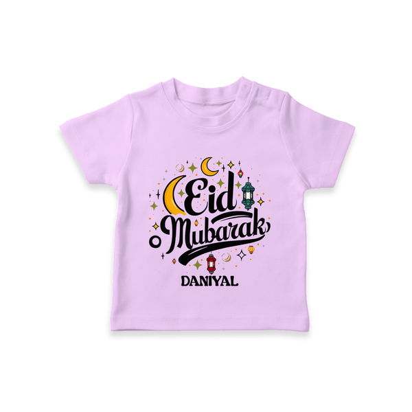 Eid Mubarak Calligraphy Personalized Kids T-Shirt - LILAC - 0-5 Months Old (Chest 17")