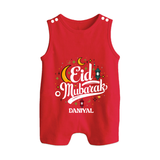 Eid Mubarak Calligraphy Personalized Kids Romper Suit - RED - 0 - 5 Months Old (Chest 18")