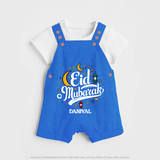 Eid Mubarak Calligraphy Personalized Kids Dungaree - COBALT BLUE - 0 - 5 Months Old (Chest 18")