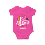 Eid Mubarak Calligraphy Personalized Kids Romper - HOT PINK - New Born (Chest 14")