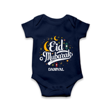 Eid Mubarak Calligraphy Personalized Kids Romper - NAVY BLUE - New Born (Chest 14")