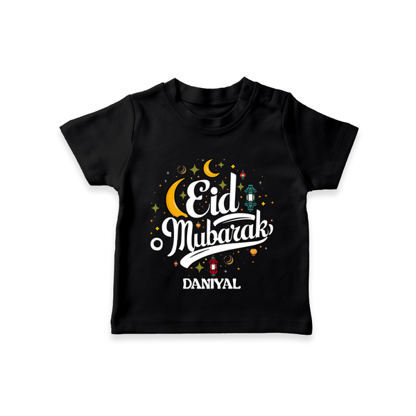 Eid Mubarak Calligraphy Personalized Kids T-Shirt - BLACK - 0-5 Months Old (Chest 17")