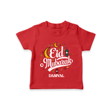 Eid Mubarak Calligraphy Personalized Kids T-Shirt - RED - 0-5 Months Old (Chest 17")
