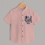 Classic Eid Mubarak Islamic Design Shirt – Custom Name - PEACH - 0 - 6 Months Old (Chest 23")