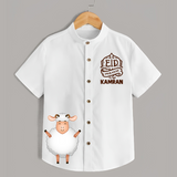 Eid Mubarak with cute lamp Personalized Kids Shirt - WHITE - 0 - 6 Months Old (Chest 23")
