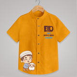 Eid with ammu & abbu boy version Personalized Kids Shirt - CHROME YELLOW - 0 - 6 Months Old (Chest 23")