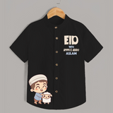Eid with ammu & abbu boy version Personalized Kids Shirt - BLACK - 0 - 6 Months Old (Chest 23")