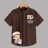 Eid with ammu & abbu boy version Personalized Kids Shirt - CHOCOLATE BROWN - 0 - 6 Months Old (Chest 23")