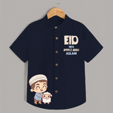 Eid with ammu & abbu boy version Personalized Kids Shirt - NAVY BLUE - 0 - 6 Months Old (Chest 23")