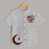 Eid Mubarak with moon Personalized Kids Shirt - GREY - 0 - 6 Months Old (Chest 23")