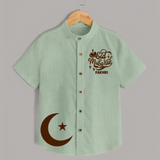 Eid Mubarak with moon Personalized Kids Shirt - MINT GREEN - 0 - 6 Months Old (Chest 23")