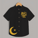 Eid Mubarak with moon Personalized Kids Shirt - BLACK - 0 - 6 Months Old (Chest 23")