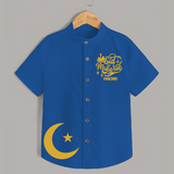 Eid Mubarak with moon Personalized Kids Shirt - COBALT BLUE - 0 - 6 Months Old (Chest 23")
