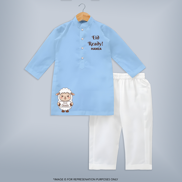 Eid ready Personalized Kids Kurta - BABY BLUE - 3 - 6 Months Old (Chest 24", Kurta Length 14'', Waist 19", Pant Length 14")