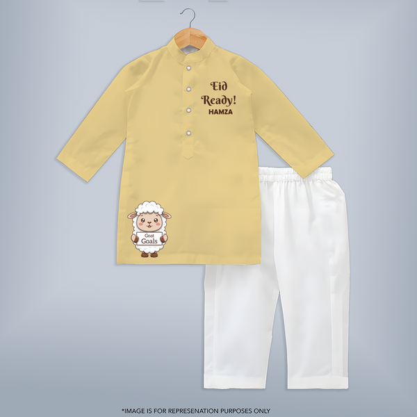 Eid ready Personalized Kids Kurta - PASTEL YELLOW - 3 - 6 Months Old (Chest 24", Kurta Length 14'', Waist 19", Pant Length 14")