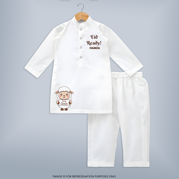 Eid ready Personalized Kids Kurta - WHITE - 3 - 6 Months Old (Chest 24", Kurta Length 14'', Waist 19", Pant Length 14")