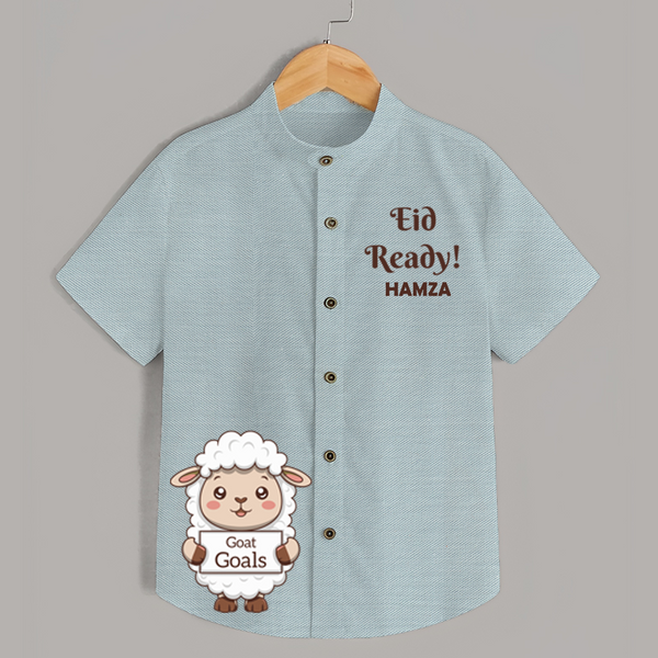 Eid ready Personalized Kids Shirt - ARCTIC BLUE - 0 - 6 Months Old (Chest 23")