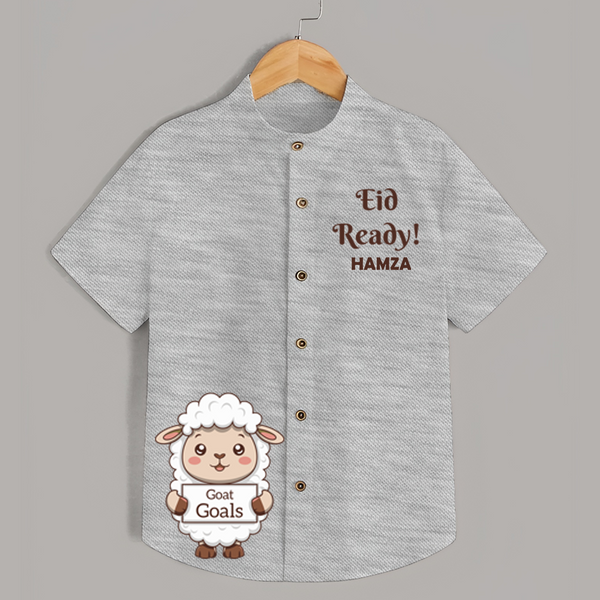 Eid ready Personalized Kids Shirt - GREY - 0 - 6 Months Old (Chest 23")