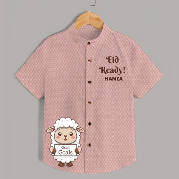 Eid ready Personalized Kids Shirt - PEACH - 0 - 6 Months Old (Chest 23")