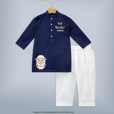 Eid ready Personalized Kids Kurta - NAVY BLUE - 3 - 6 Months Old (Chest 24", Kurta Length 14'', Waist 19", Pant Length 14")