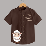 Eid ready Personalized Kids Shirt - CHOCOLATE BROWN - 0 - 6 Months Old (Chest 23")